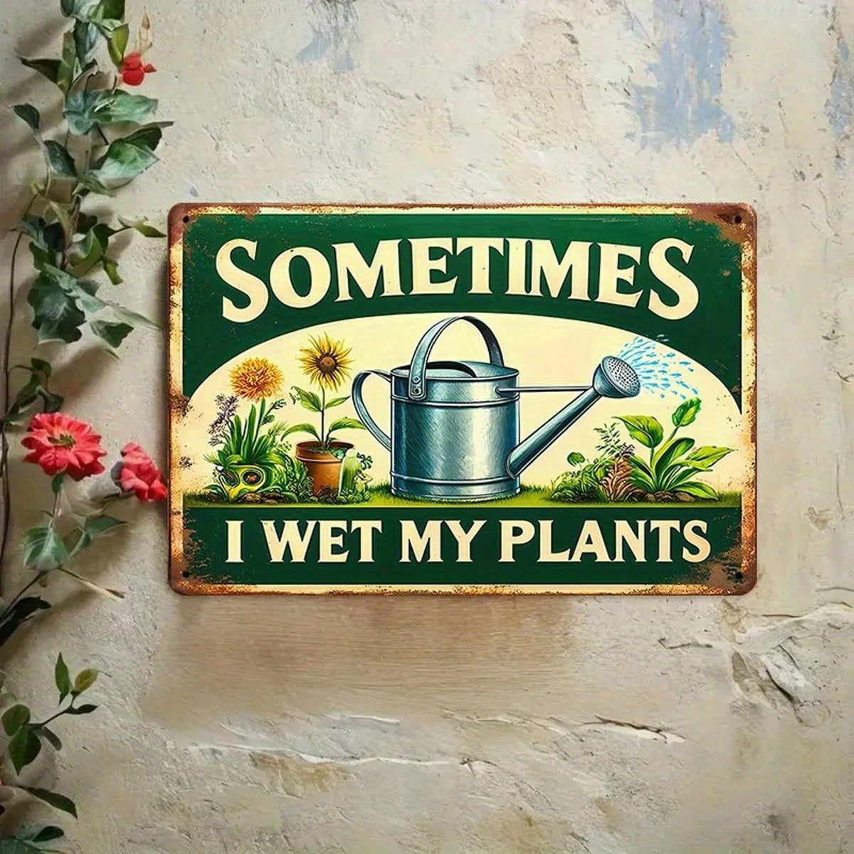 Vintage Garden Funny Humorous Plant Aluminum Sign — product artwork