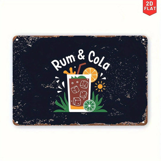 Rum Cola Funny Retro Tropical Cocktail Bar Aluminum Sign — product artwork