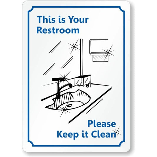 Restroom Clean Office Courtesy Aluminum Sign — product artwork