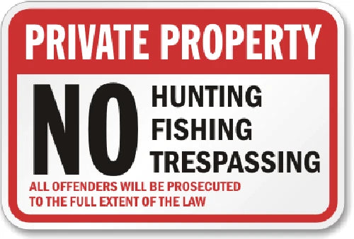 No Fishing Hunting Private Property Yard Aluminum Sign — product artwork