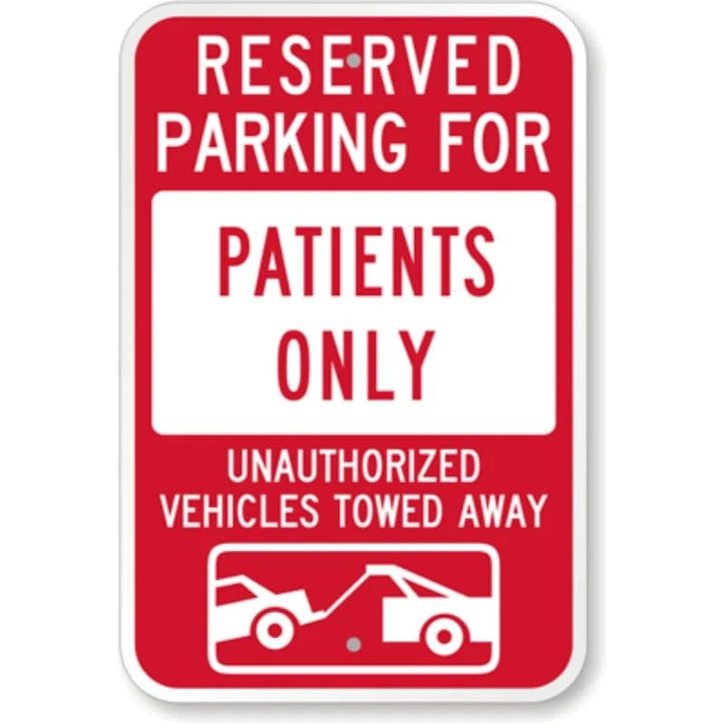 Patients Only Tow Aluminum Sign — product artwork