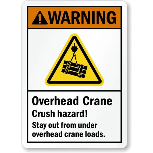 Overhead Crane Crush Hazard Aluminum Sign — product artwork