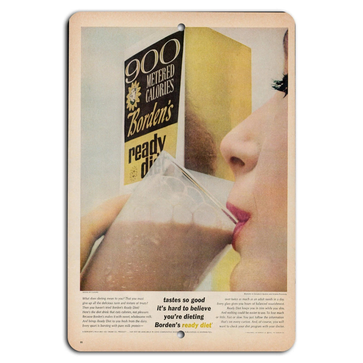 Vintage Retro Borden's Diet Shake Kitchen Aluminum Sign — product artwork