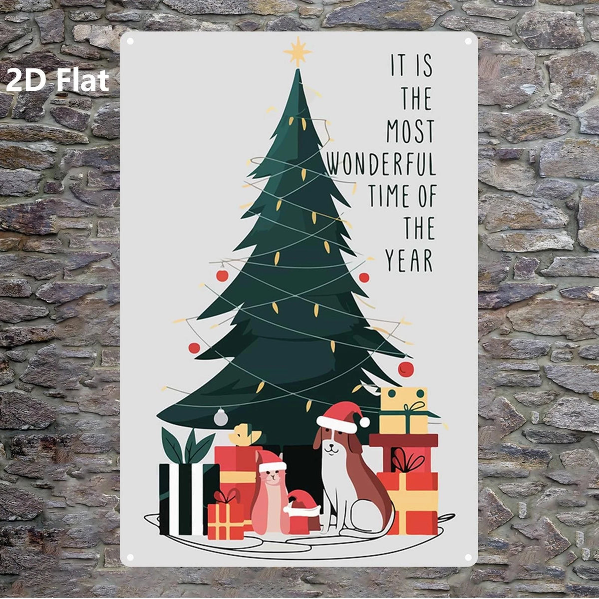 It Is the Most Wonderful Time of the Year Christmas Tree Aluminum Sign — product artwork