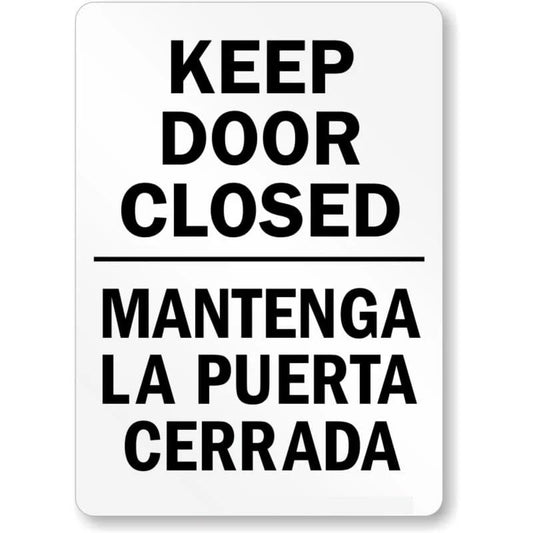 Bilingual Close Gate Aluminum Sign — product artwork