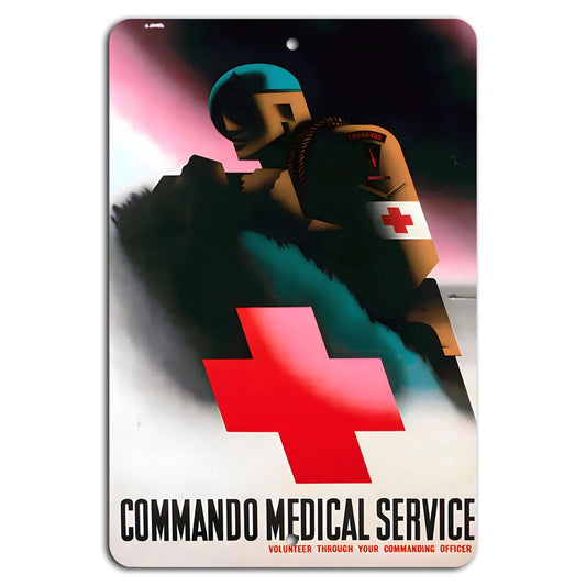 Commando Medical Vintage Military Recruitment Aluminum Sign — product artwork