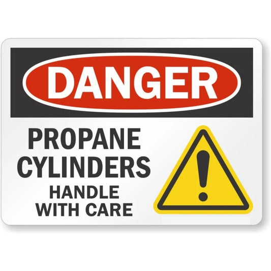 Propane Cylinders Handle with Care Danger Aluminum Sign — product artwork