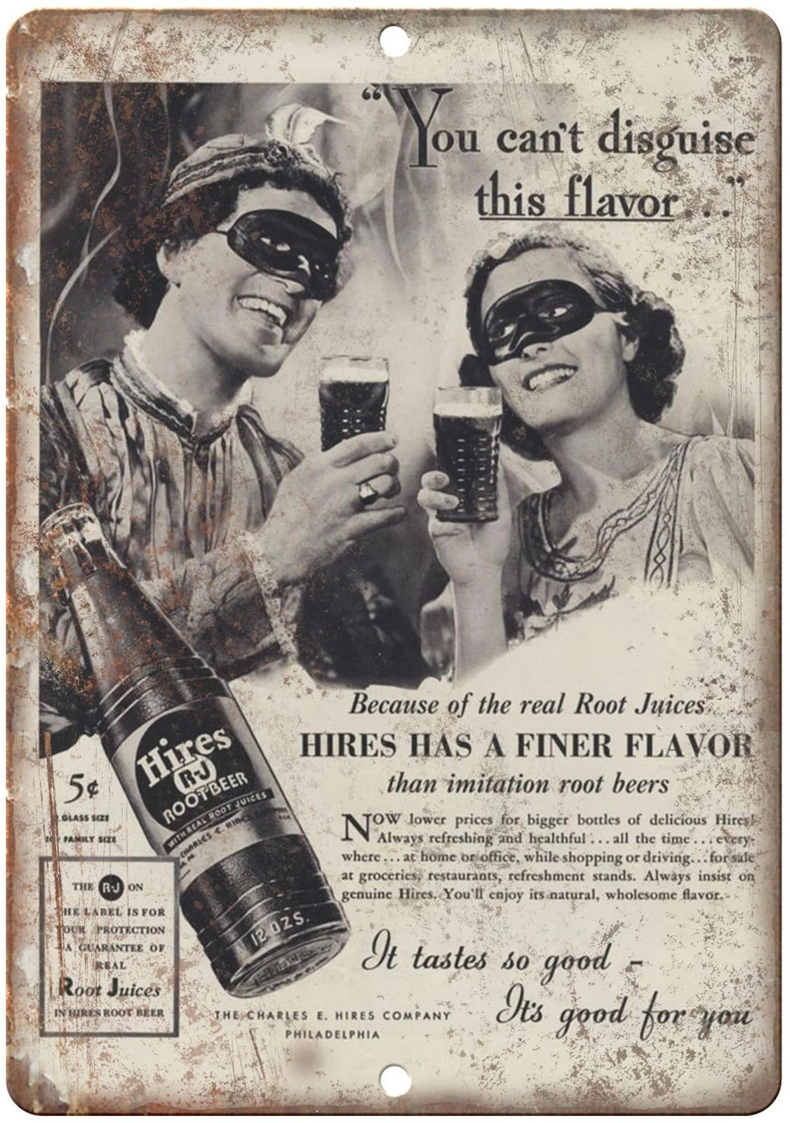 Root Beer Hires R-J Vintage Print Funny Aluminum Sign — product artwork