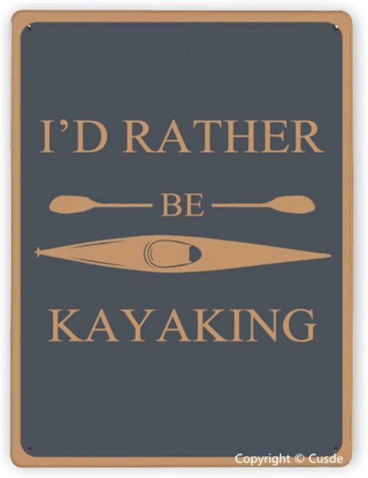 Vintage Kayaking Funny Aluminum Sign — product artwork