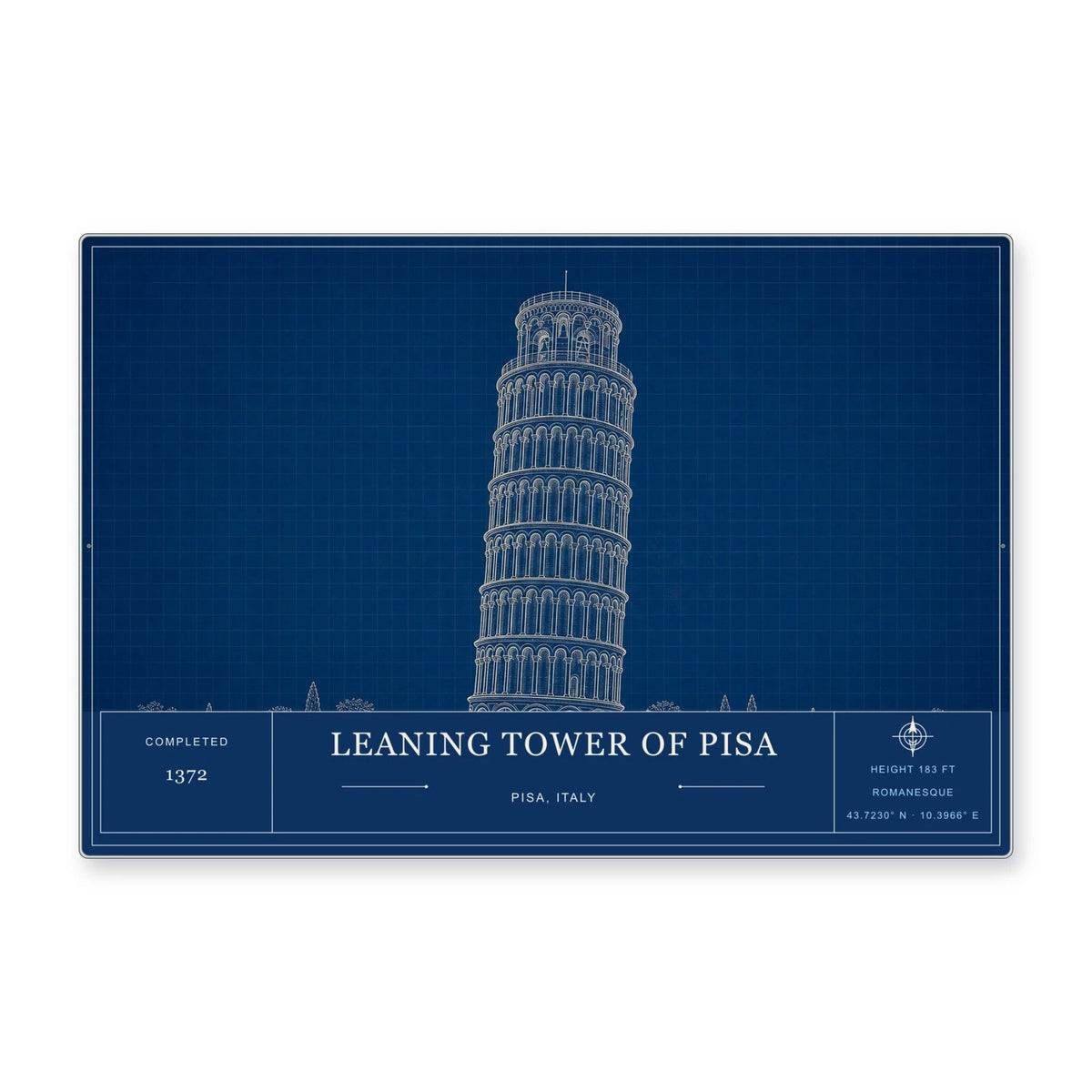 Leaning Tower of Pisa Architectural Wall Art Aluminum Sign — product artwork