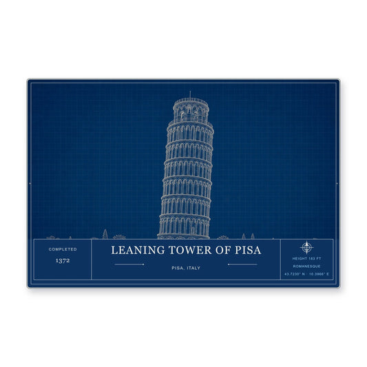 Leaning Tower of Pisa Architectural Wall Art Aluminum Sign — product artwork