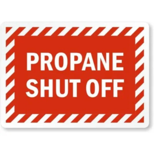 Propane Shut Off Striped Border Aluminum Sign — product artwork