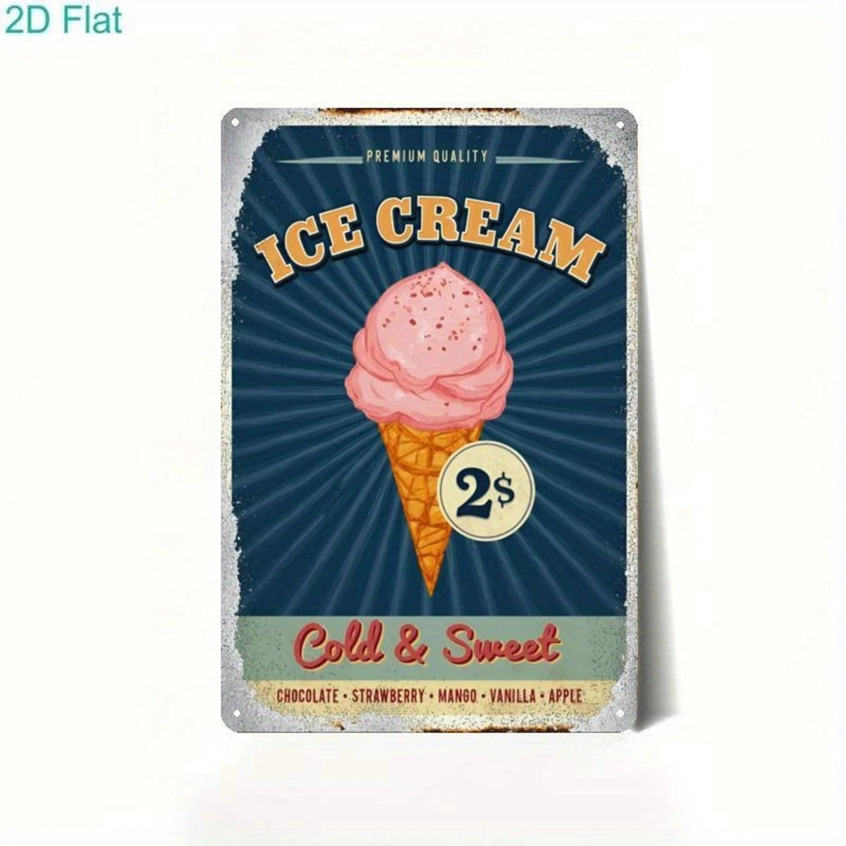 Vintage Ice Cream Retro Funny Kitchen Aluminum Sign — product artwork