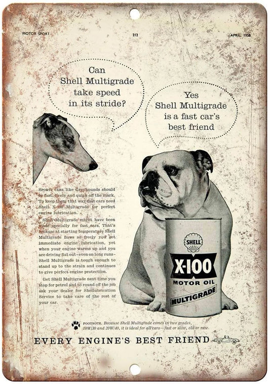 Shell Motor Oil Vintage Ad Reproduction Funny Aluminum Sign — product artwork