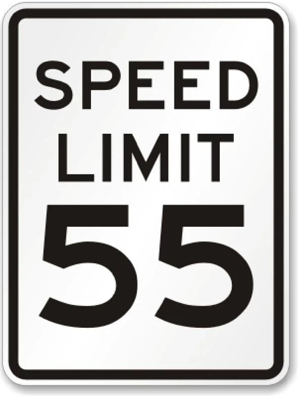 55 MPH Speed Limit Aluminum Sign — product artwork