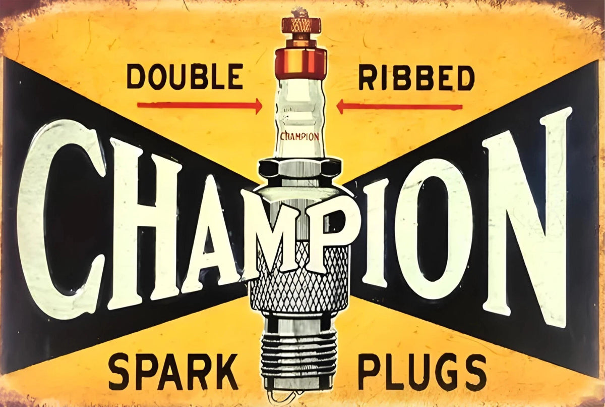 Champion Spark Plug Funny Aluminum Sign — product artwork