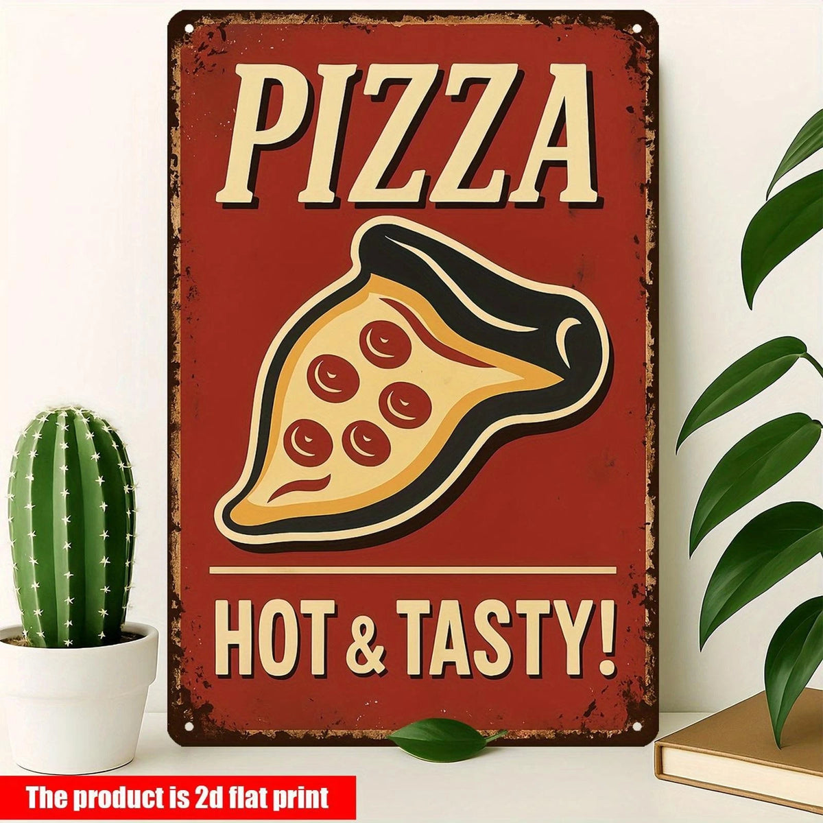 Retro 'pizza Hot Tasty' Tin Kitchen/cafe Aluminum Sign — product artwork
