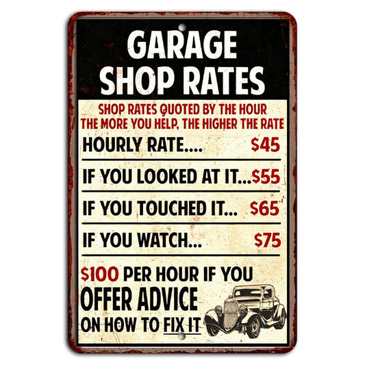 Garage Shop Rustic Man Cave Aluminum Sign — product artwork