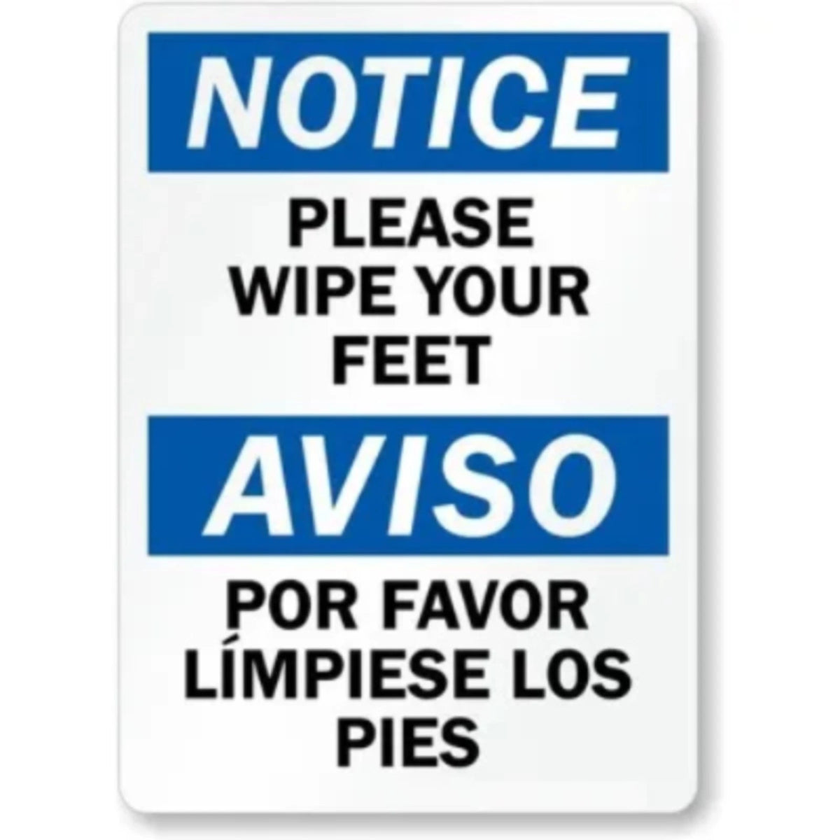 Bilingual Wipe Your Feet Aluminum Sign — product artwork