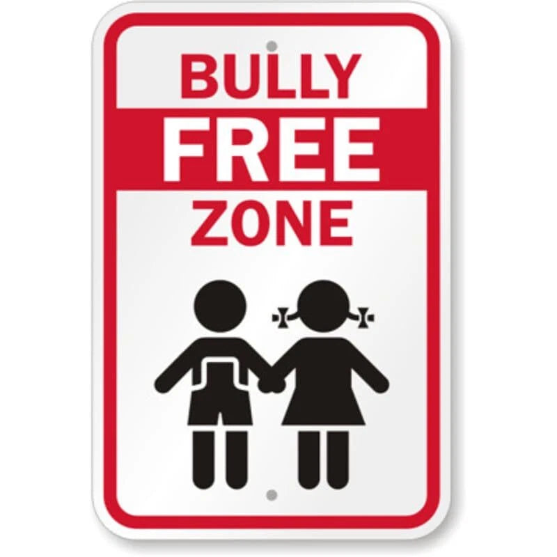 Bully Free Zone Children Red Aluminum Sign — product artwork