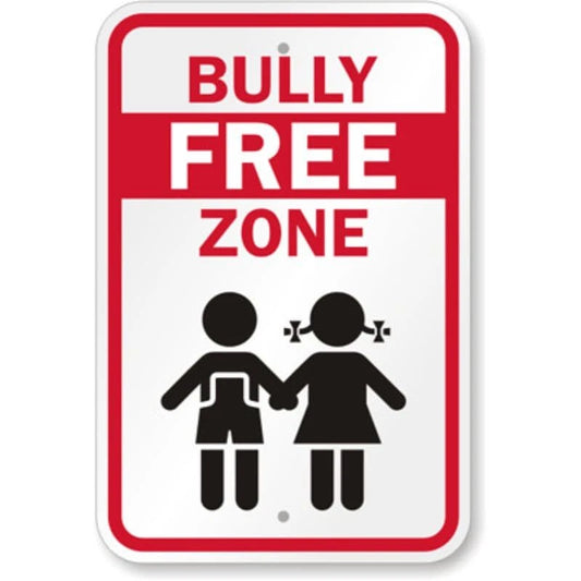 Bully Free Zone Children Red Aluminum Sign — product artwork