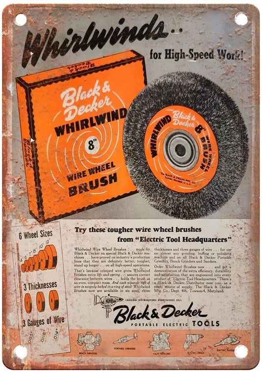Vintage Black Decker Retro Tool Aluminum Sign — product artwork