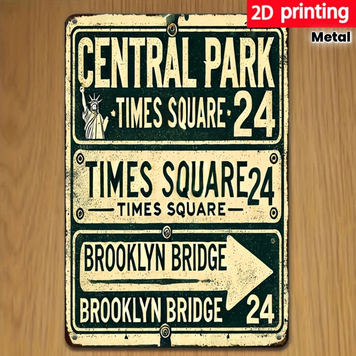 Vintage Brooklyn Bridge Times Square Directional Aluminum Sign — product artwork