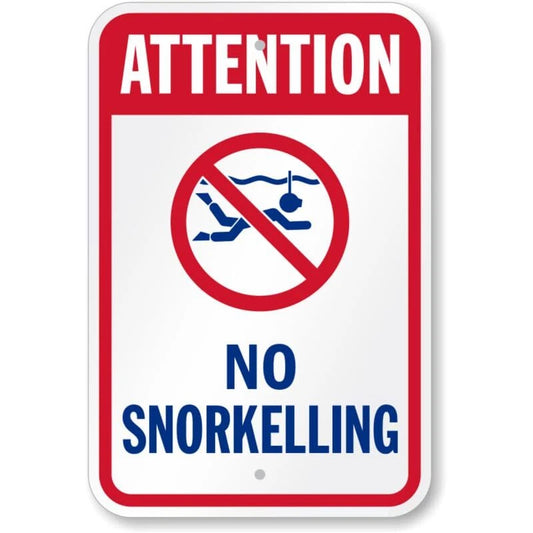 Attention No Snorkeling Water Safety Aluminum Sign — product artwork
