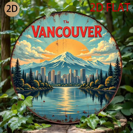 Vancouver Retro Native Funny Garage Round Aluminum Sign — product artwork