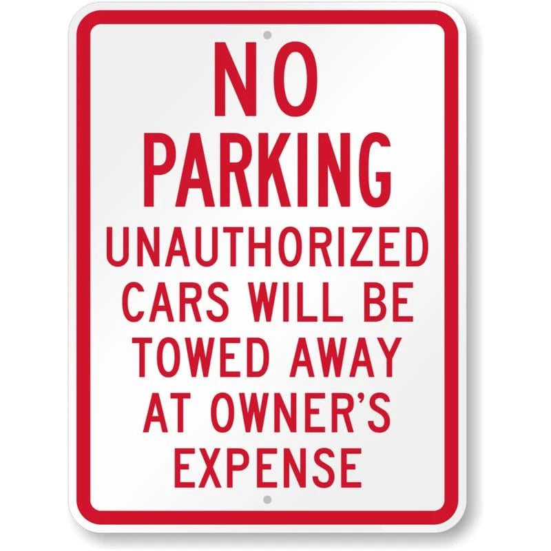 Unauthorized Cars Towed at Owner's Expense Sign — product artwork