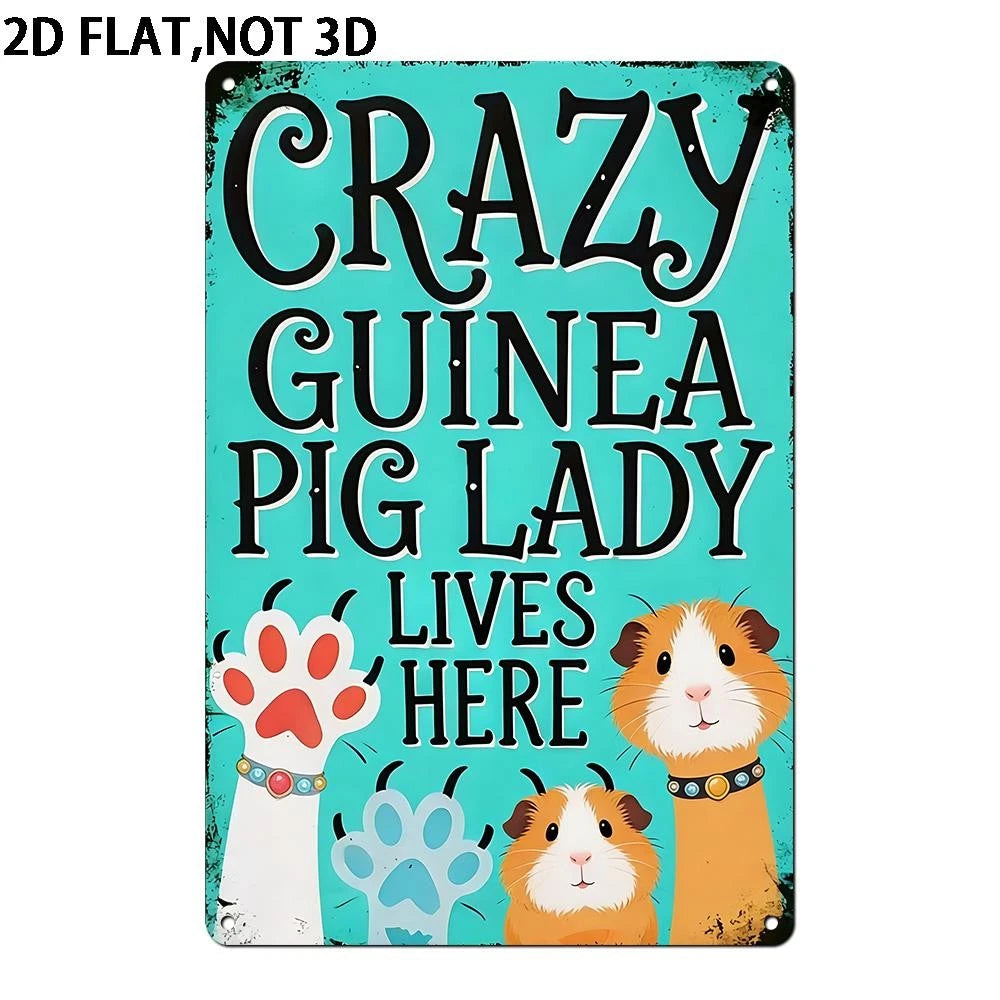 Crazy Guinea Pig Lady Lives Here Aluminum Sign — product artwork