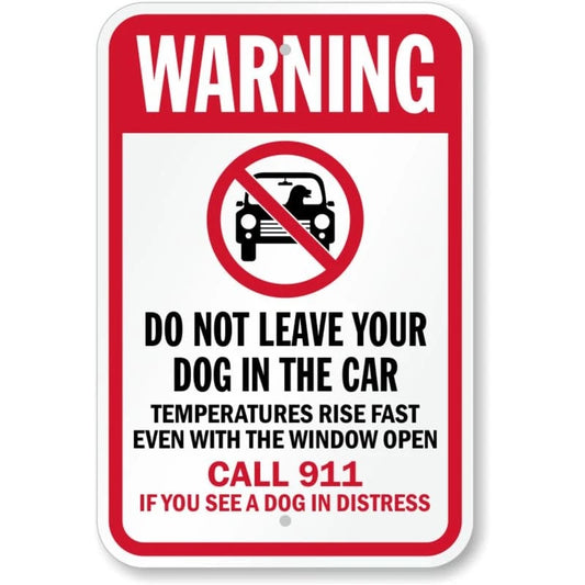 Dog Car Warning Pet Safety Aluminum Sign — product artwork