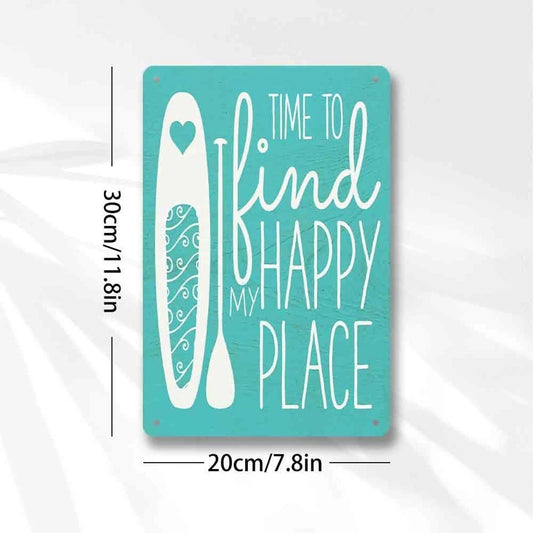 Paddle Board Vintage Find My Happy Place Funny Aluminum Sign — product artwork