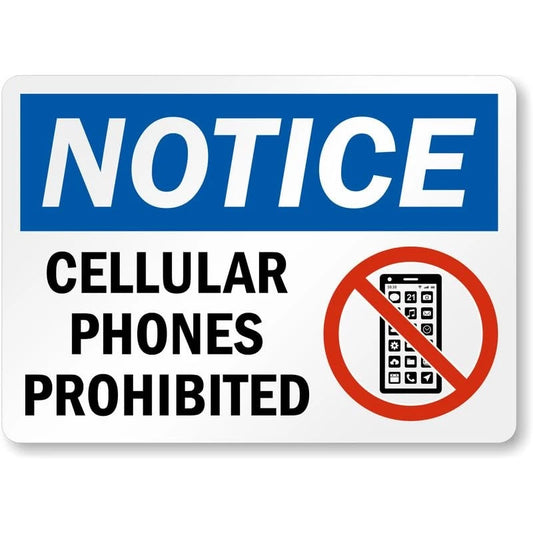 Cellular Prohibited Notice Aluminum Sign — product artwork
