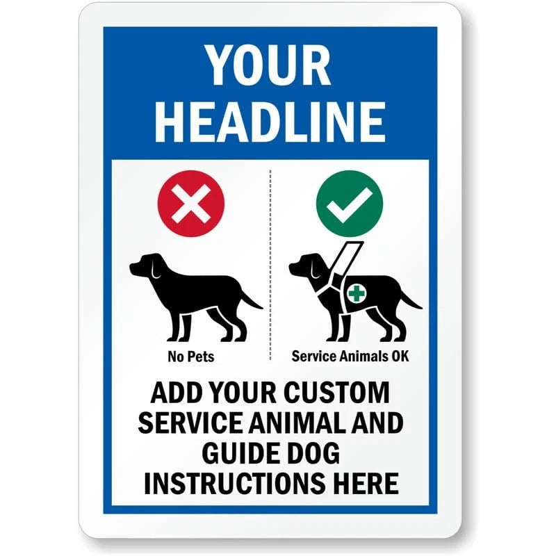 Service Animal and Guide Dog Instructions Custom Aluminum Sign — product artwork