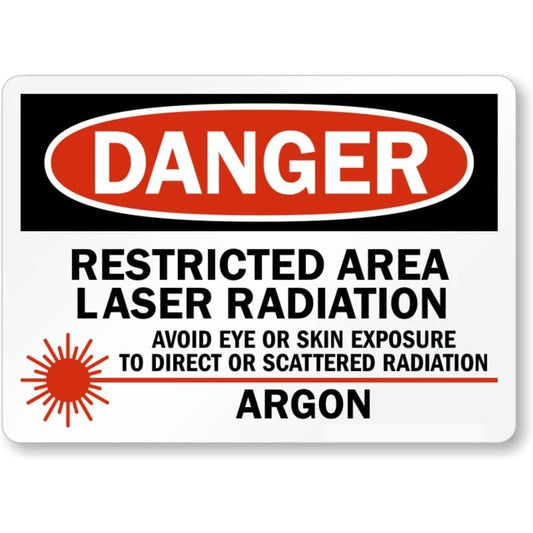 Danger Restricted Area Laser Radiation Argon Aluminum Sign — product artwork