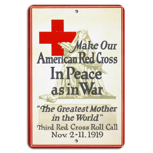 Red Cross Vintage Military Patriotic Aluminum Sign — product artwork