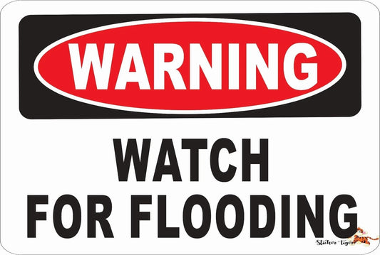 Flood Warning Funny Novelty Danger Street Aluminum Sign — product artwork
