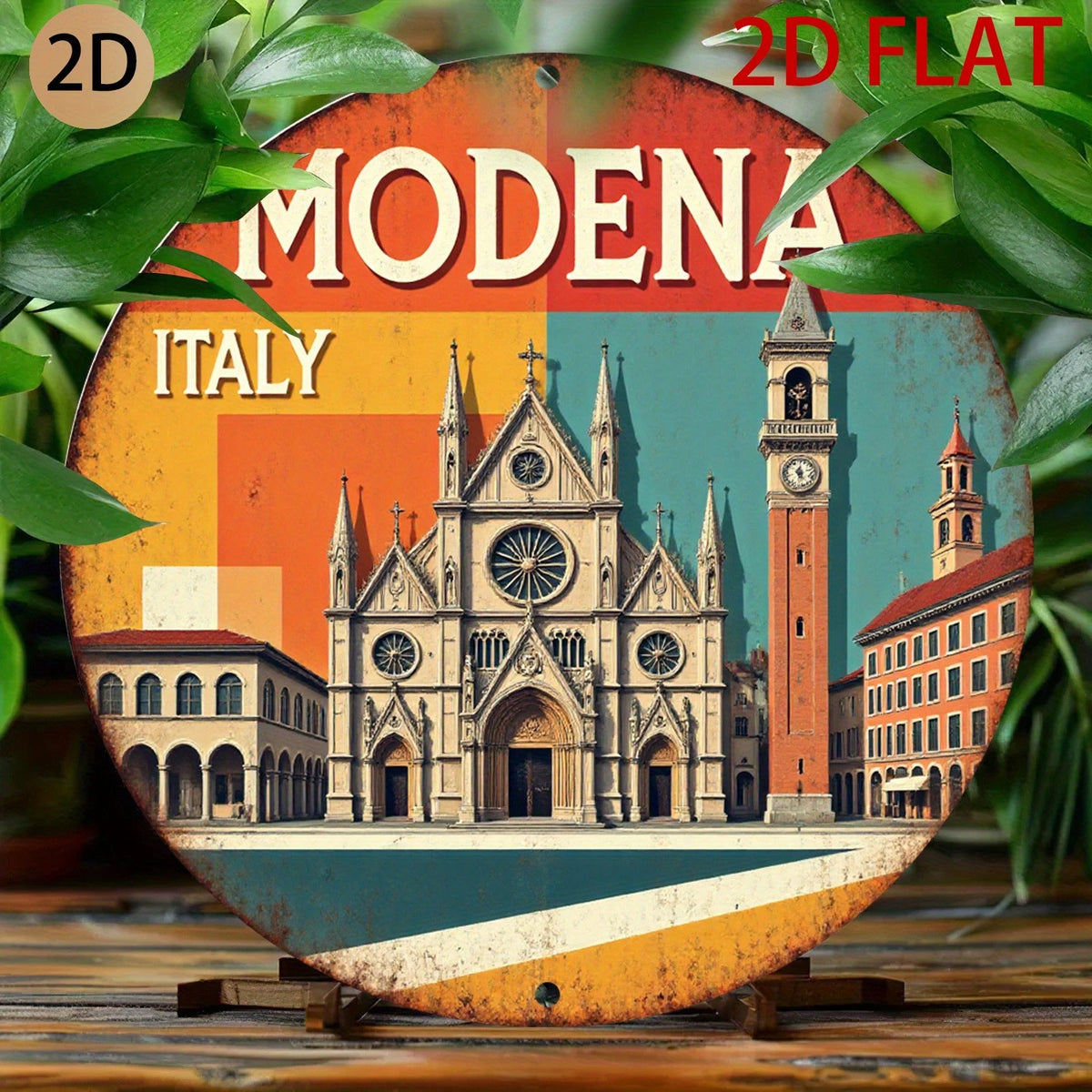 Italy Vintage Modena Cityscape Funny Round Aluminum Sign — product artwork