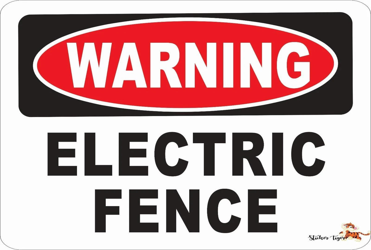 Electric Fence Funny Street Aluminum Sign — product artwork