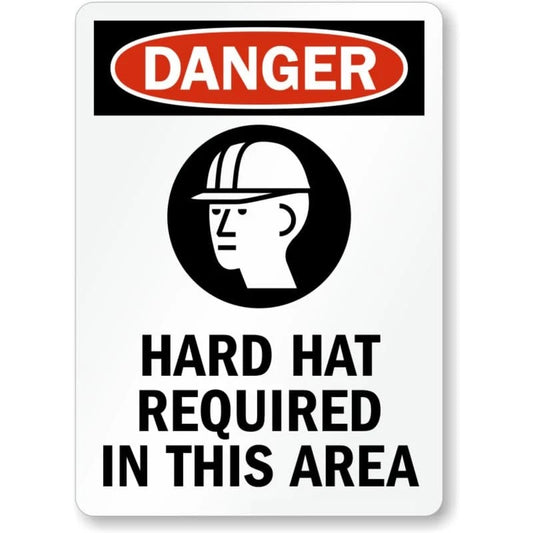 Danger Hard Hat Required in This Area Aluminum Sign — product artwork