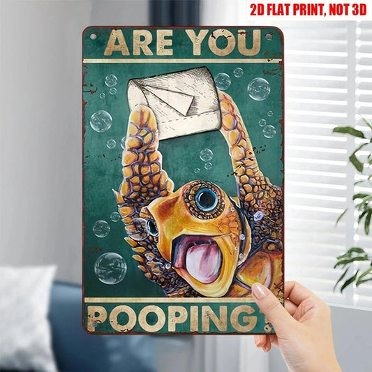 Sea Turtle Tin Vintage Funny Bathroom Aluminum Sign — product artwork