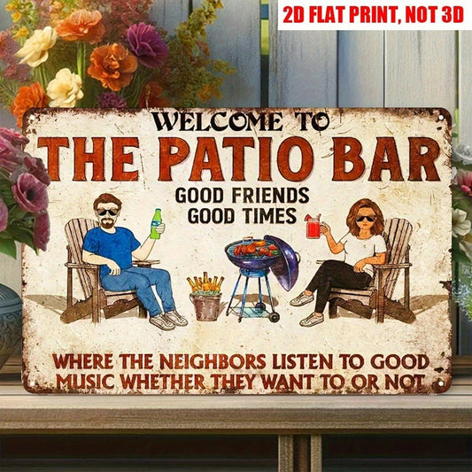 Patio Bar Funny Barbecue Aluminum Sign — product artwork