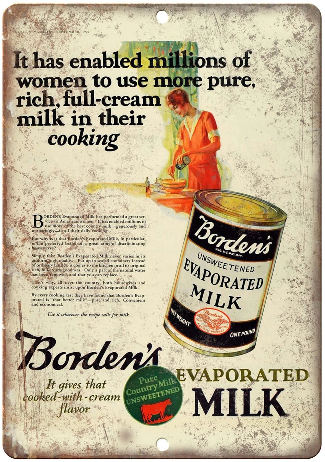 Evaporated Milk Vintage Funny Aluminum Sign — product artwork