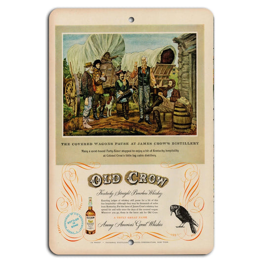 Old Crow Whiskey Vintage Rustic Kentucky Distillery Aluminum Sign — product artwork
