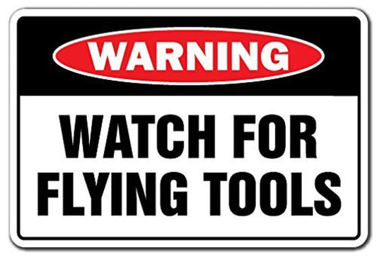 Novelty Sticker Tiger Warning Watch for Flying Tools Aluminum Sign — product artwork
