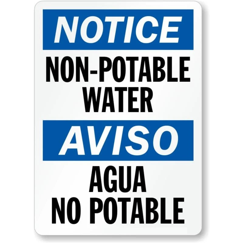 Notice Non-Potable Water Bilingual Aluminum Sign — product artwork