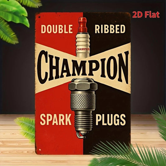 Champion Spark Plug Vintage Funny Aluminum Sign — product artwork