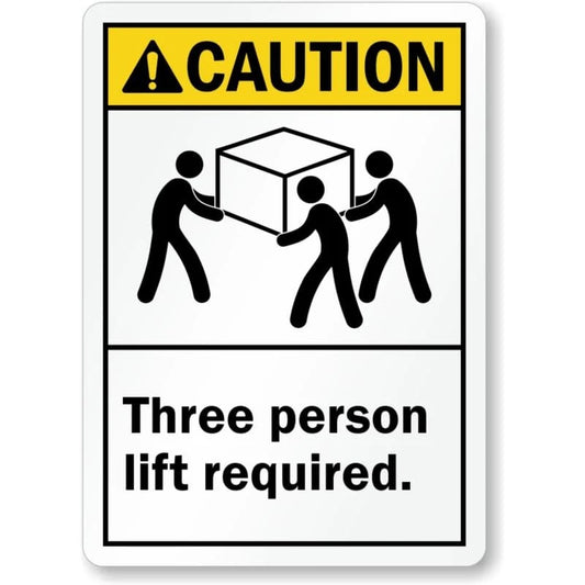 Caution Three Person Lift Required Sign — product artwork