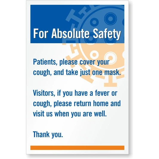 Patients Cover Cough Take Masks Medical Safety Aluminum Sign — product artwork